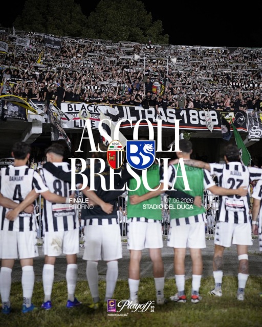 L’Ascoli torna in Serie B: Union Brescia travolta, festa al Del Duca